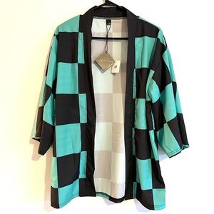Tanjiro Kamado Kimono Green And Blah checkered